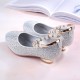 Sparkling Pearl with Small Ringstone Bow Shoes for Girls