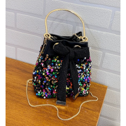 Sequins Mini Drawstring Bow Purse for Girls