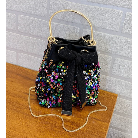 Sequins Mini Drawstring Bow Purse for Girls