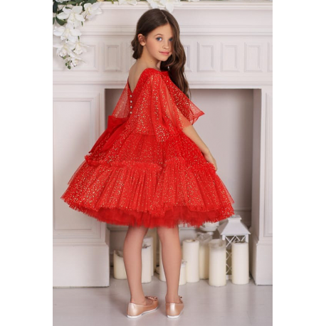 Red Sparkling Tulle Birthday Dress - Aden | Aden.com.cy