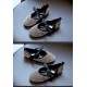 Sparkling Black/Gold Rose & Silver Shoes with Bow with Heel