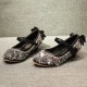 Black/ Pink Sparkling Shoes with Back Bow