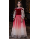 Stars Princess Dress Long - Bordo Velvet