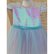 Turquoise & Lilla -Gold Sequins Birthday Party Dress with Ribbon