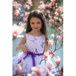 White with Purple Sequin Butterfly Birthday Dress