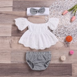 Cute White with Black Baby Set