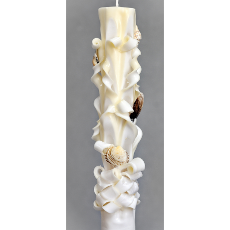 Sea Ivory Design Handmade Sculpted Candle with Two Carved Ends