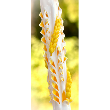  Wheat Ear Design Handmade Sculpted Candle with Two Carved Ends