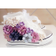 Purple Flower Design Converse Shoes for Girls with Ringstones