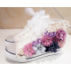 Purple Flower Design Converse Shoes for Girls with Ringstones