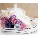 Purple Flower Design Converse Shoes for Girls with Ringstones