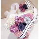 Purple Flower Design Converse Shoes for Girls with Ringstones