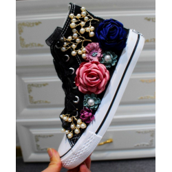 Flower Design Converse Shoes for Girls