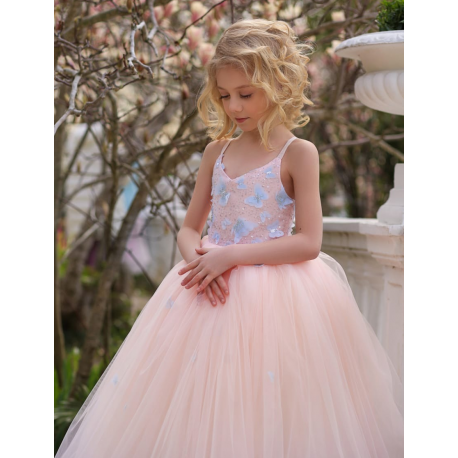 Peach Butterfly Birthday Dress