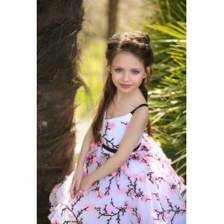 White with Pink Blossom Birthday Dress