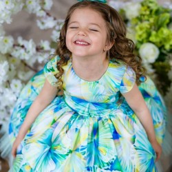 Turquoise Flower Birthday Dress
