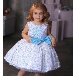 Bow Sparkling Blue Birthday Dress
