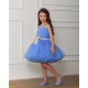 Blue with Gold Ribbon Birthday Dress