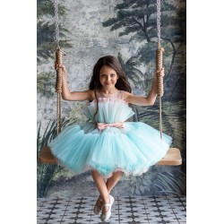 Light Turquoise with Pink Birthday Dress