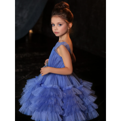 Azure Blue with Gold Ribbon Birthday Dress