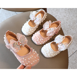 Pink/Silver Pearls Princess Shoes for Girls