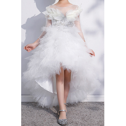 White Ruffle Party Dress for Girl