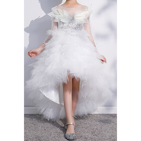 White Ruffle Party Dress for Girl