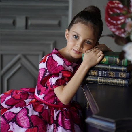 Fuchsia Butterfly Girl Birthday Dress