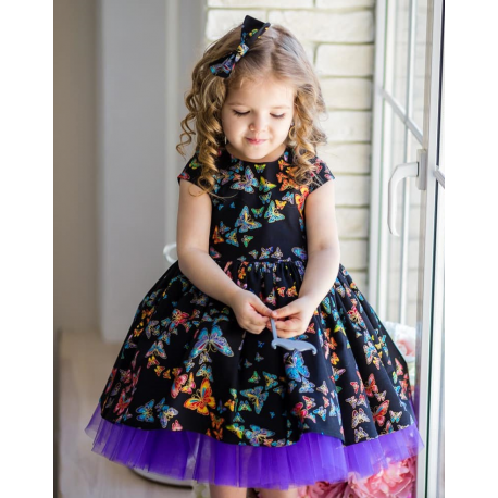 Purple Butterfly Girl Birthday Dress