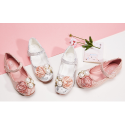 Elegant Closed Rose Pearl Shoes for Girls