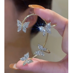 Crystal Butterfly Ear Clips For Girls