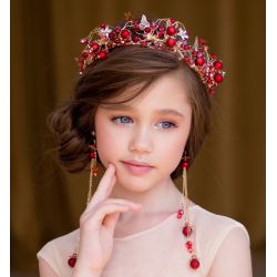 Red Flower and Butterfly Tiara Set