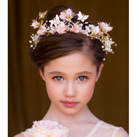 Pink Spring Flower And Butterfly Tiara