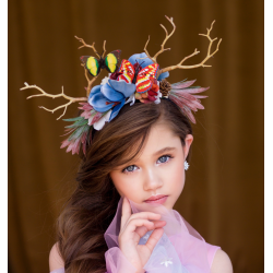 Rainbow Twig Tiara With Flowers and Butterflies