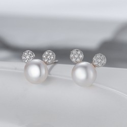 Minnie Mouse Silver Pearl Earrings