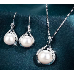 Elegant Silver Pearl Set