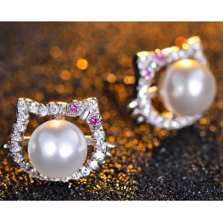 Pink Silver Hello Kitty Pearl Set