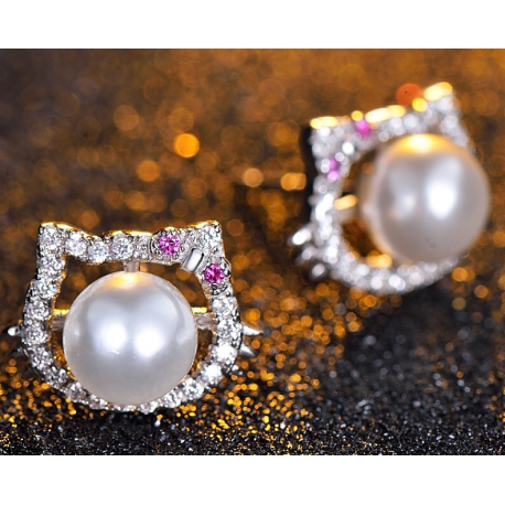 Pink Silver Hello Kitty Pearl Set