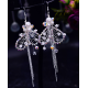 Rhinestones Flower Tiara with Earrings Set