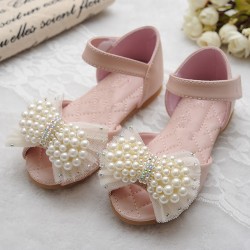 Pearl Bow Open Shoes