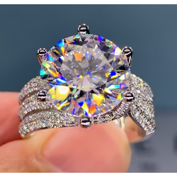 Luxury Three Rows Women's Ring Platinum Moissanite Diamond