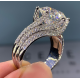Luxury Three Rows Women's Ring Platinum Moissanite Diamond
