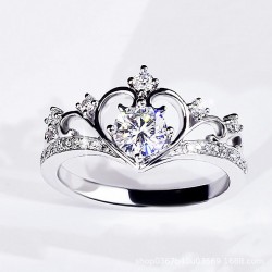 Princess Crown Women's Ring  Moissanite 1 Carat Diamond