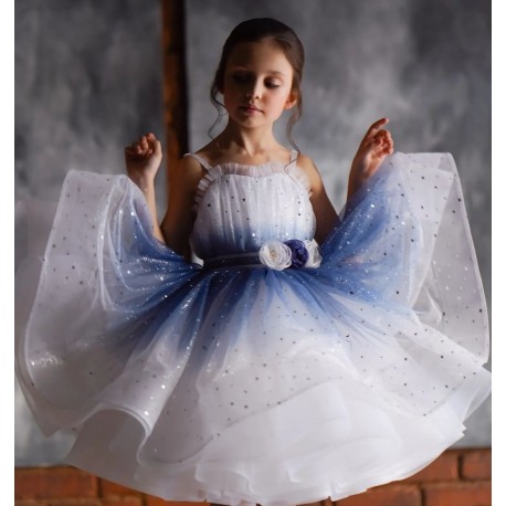 Sparkling Star Blue with White Birthday Dress