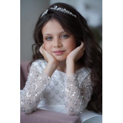 Sparkling Long Sleeves White Birthday Dress