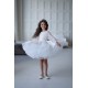 Sparkling Long Sleeves White Birthday Dress